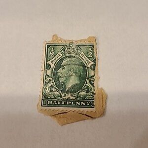 UK King George V Halfpenny Stamp Green Postage Mail Vintage Vtg Great Britain